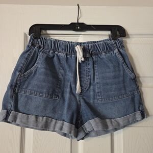 No Boundaries Blue Jean Shorts with Drawstring